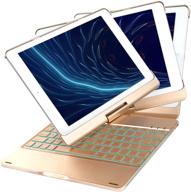 🔆 iegrow f180 gold keyboard case: 7 colors backlit, 360° rotatable cover for ipad 6th/ipad 5th gen/pro 9.7/air 2/air logo