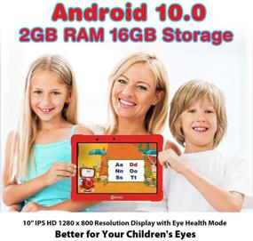 img 1 attached to 📱 Contixo Kids Tablet K101A, 10-inch HD, ages 3-7 Toddler Tablet with Camera, Parental Control, Android 10, 32GB, WiFi, Learning Tablet for Children with Teachers Approved Apps, Kid-Proof Case - Red