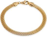 🔗 quadri - premium quality 18k gold plated mesh link chain bracelet for women and girls - 6.5 to 8 inch - italian made - gift box included logo