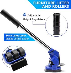 img 2 attached to 🛋️ ONEON Furniture Lifter with 4 Roller Sliders + 660 lbs Load Capacity Wheels, Adjustable Height Lifting Tool Lever Set, Ideal for Effortless Moving of Couches, Refrigerators, Dressers, and More