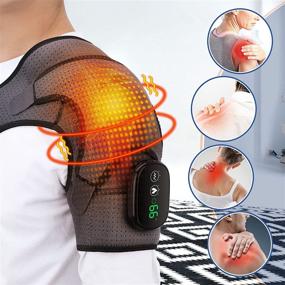 img 3 attached to 🔥 Heated Shoulder Wrap with Vibration: Wireless Electric Heating Pad Massager for Left and Right Shoulder, 3 Vibration and Temperature Settings, LED Display