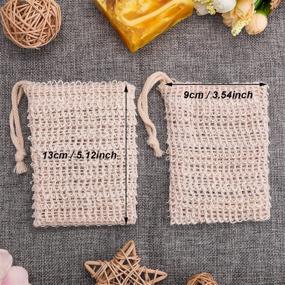 img 2 attached to 🧼 Natural Sisal Soap Saver Bag Set - 5 Exfoliating Pouches for Foaming, Drying, and Preserving Soap Bars in the Shower (13.5 x 9 cm, Beige)