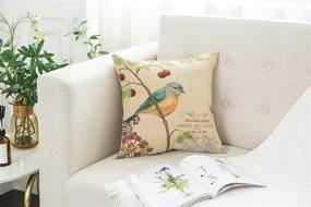 img 3 attached to 🐦 YUKORE SimpleDecor Hand Painted Jacquard Bird On The Tree Throw Pillow Case – Cute Bird Accent Decorative Cushion Cover, 18x18 Inches Cream, Pillow Shells