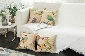 img 1 attached to 🐦 YUKORE SimpleDecor Hand Painted Jacquard Bird On The Tree Throw Pillow Case – Cute Bird Accent Decorative Cushion Cover, 18x18 Inches Cream, Pillow Shells