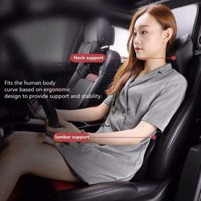 img 1 attached to 🚗 Car Headrest Neck Pillow and Lumbar Support Back Cushion Set - Memory Foam Ergonomic Design for Universal Fit, Relieving Muscle Pain and Tension in Car Seats