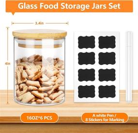 img 3 attached to 🏺 Rameda 16oz Glass Spice Jars Set with Airtight Bamboo Lids - Clear Kitchen Canisters for Pantry Organization, Pasta, Sugar, Flour, Herbs, and Candy Storage - Includes Labels and Pen