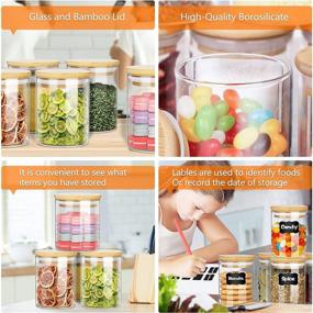 img 2 attached to 🏺 Rameda 16oz Glass Spice Jars Set with Airtight Bamboo Lids - Clear Kitchen Canisters for Pantry Organization, Pasta, Sugar, Flour, Herbs, and Candy Storage - Includes Labels and Pen