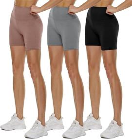 img 4 attached to QGGQDD 3 Pack High Waisted Biker Shorts for Women – 5" Buttery Soft Black Workout Yoga Athletic Shorts: Ultimate Comfort and Style