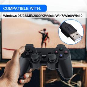 img 1 attached to 🎮 USB Wired Joystick Gamepad Controller with Double Vibration Feedback Motors for PC Computer Laptop Windows - Black