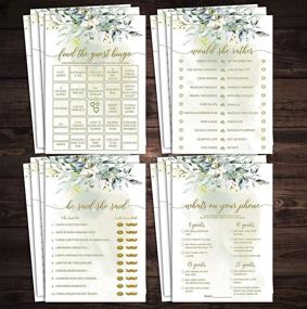 img 4 attached to 🌿 25 Greenery Watercolor Eucalyptus Gold Bridal Shower Bachelorette Games Bundle: He Said She Said, Find The Guest Quest, Would She Rather, What's In Your Phone & More!