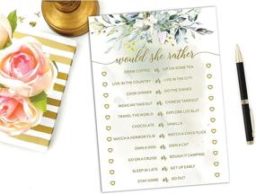 img 1 attached to 🌿 25 Greenery Watercolor Eucalyptus Gold Bridal Shower Bachelorette Games Bundle: He Said She Said, Find The Guest Quest, Would She Rather, What's In Your Phone & More!