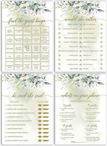 img 3 attached to 🌿 25 Greenery Watercolor Eucalyptus Gold Bridal Shower Bachelorette Games Bundle: He Said She Said, Find The Guest Quest, Would She Rather, What's In Your Phone & More!