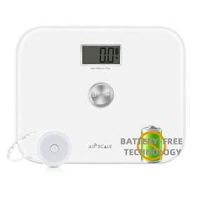 img 4 attached to 🔋 Revolutionary AIR SCALE: Battery-Free Digital Bathroom Weight Scale - Dynamic Body Scale with Large LCD Display, Wide Platform, and Measure Tape Included (White, 400 Pounds)