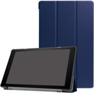 📚 tri-fold ultra slim stand smart case cover for all-new fire hd 10 2017/2019 - auto sleep/wake - dark blue logo