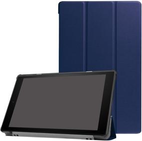 img 4 attached to 📚 Tri-Fold Ultra Slim Stand Smart Case Cover for All-New Fire HD 10 2017/2019 - Auto Sleep/Wake - Dark Blue