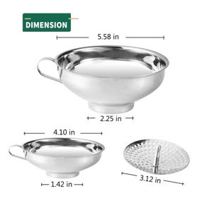 img 3 attached to Delove Canning Funnel with Strainer for Wide and Regular Jars - Wide-Mouth Mason Jar Kitchen Funnel - Stainless Steel - Canning Supplies Kit - 3 Pack (Small and Large)