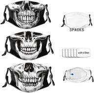 🎃 3pcs skull mask: reusable & adjustable halloween face masks for adults - washable balaclava for men and women logo