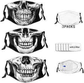 img 4 attached to 🎃 3pcs Skull Mask: Reusable & Adjustable Halloween Face Masks for Adults - Washable Balaclava for Men and Women