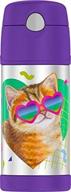 🐱 thermos funtainer 12 oz bottle: cat with sunglasses - stay hydrated in style! логотип