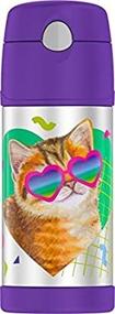 img 1 attached to 🐱 Thermos Funtainer 12 oz Bottle: Cat with Sunglasses - Stay Hydrated in Style!