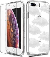 🌥️ luhouri clear iphone 8 plus case with screen protector - ultimate protective hard case for girls/women - cloud mass logo