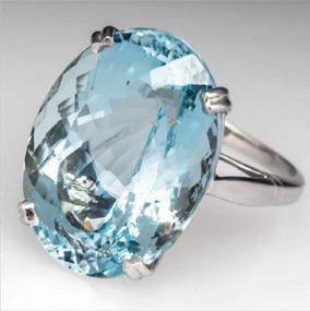 img 3 attached to 💍 Винтажное модное кольцо для женщин из серебра 925 с овальным камнем аквамарин – ювелирное изделие для помолвки и свадьбы, размер 5-11