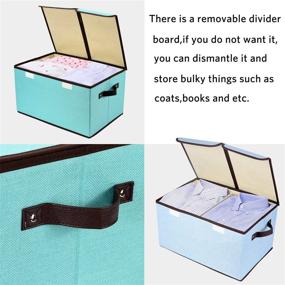 img 2 attached to 📦 4-Pack of Senbowe Linen Fabric Storage Cubes with Lid and Handles - Foldable Collapsible Organizer Baskets with Removable Divider for Home, Office, Nursery, and Closet - Large Size (16.5 x 11.8 x 9.8”)