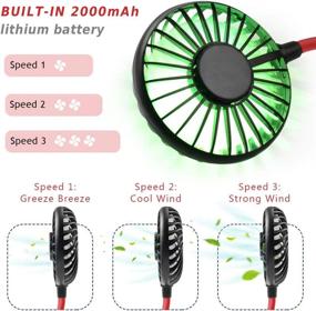 img 2 attached to 🌬️ Portable Hands-Free Neck Fan: Rechargeable USB Personal Fan with Adjustable Speeds and LED Light - Perfect for Travel, Outdoor Activities, Office, Home, and Sports