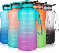 💧 gusgopo large half gallon/64oz motivational water bottle: stay hydrated with time marker, straw, and leakproof design for fitness, gym, and outdoor sports logo