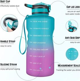 img 1 attached to 💧 Gusgopo Large Half Gallon/64oz Motivational Water Bottle: Stay Hydrated with Time Marker, Straw, and Leakproof Design for Fitness, Gym, and Outdoor Sports