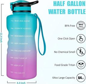 img 3 attached to 💧 Gusgopo Large Half Gallon/64oz Motivational Water Bottle: Stay Hydrated with Time Marker, Straw, and Leakproof Design for Fitness, Gym, and Outdoor Sports