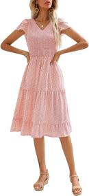 img 4 attached to 👗 Zattcas Womens Flutter Sleeve Smocked Dresses: Chic Clothing for Women