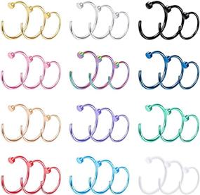 img 4 attached to 👃 Premium Drperfect 20G 36PCS Stainless Steel Nose Ring Hoop - Stylish Nose Piercing Jewelry for Women and Men