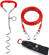 🐶 chew-proof dog tie out cable with yard stake, heavy-duty dog chain runner for outdoor dog run, durable dog lead for training medium to large dogs logo