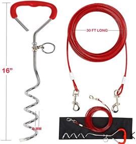 img 3 attached to 🐶 Chew-Proof Dog Tie Out Cable with Yard Stake, Heavy-Duty Dog Chain Runner for Outdoor Dog Run, Durable Dog Lead for Training Medium to Large Dogs