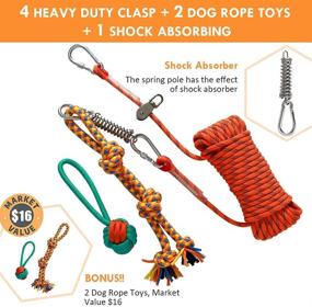 img 1 attached to 🐶 Ultimate Dog Tie Out Cable for Camping: 50 FT Reflective Yard Leash and Stake with Heavy Trolley System - Ideal for Large Dogs up to 300 lbs - Includes 4 Duty Buckles, 2 Rope Toys, 1 Buffer Spring - Perfect for Parks and Outdoor Adventures