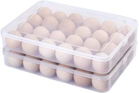 img 4 attached to 🥚 Sooyee 2 Pack Clear Refrigerator Egg Holders - Convenient 48-Egg Storage Solution with Stackable Plastic Cartons