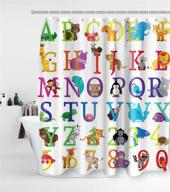 🔤 alphabet shower curtain: kids abc educational learning tool with 12 hooks - waterproof, washable & durable polyester cloth fabric - a to z design for boys, babies - large 72 x 72 inches logo