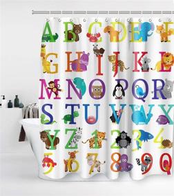 img 4 attached to 🔤 Alphabet Shower Curtain: Kids ABC Educational Learning Tool with 12 Hooks - Waterproof, Washable & Durable Polyester Cloth Fabric - A to Z Design for Boys, Babies - Large 72 x 72 inches