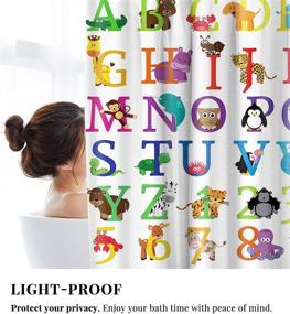 img 2 attached to 🔤 Alphabet Shower Curtain: Kids ABC Educational Learning Tool with 12 Hooks - Waterproof, Washable & Durable Polyester Cloth Fabric - A to Z Design for Boys, Babies - Large 72 x 72 inches