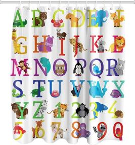 img 3 attached to 🔤 Alphabet Shower Curtain: Kids ABC Educational Learning Tool with 12 Hooks - Waterproof, Washable & Durable Polyester Cloth Fabric - A to Z Design for Boys, Babies - Large 72 x 72 inches