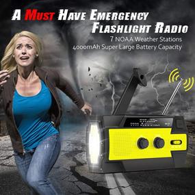 img 2 attached to 🔦 2021 Upgraded Emergency Flashlight Radio: AM/FM/NOAA Weather Solar Crank Radio with 4000 mAh Replaceable Li-ion Battery, 3 Modes Flashlight, Sensor Reading Lamp, Phone Charger for Hurricanes, Tornadoes