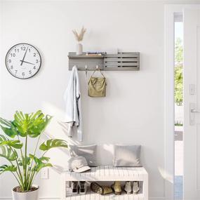 img 3 attached to 📦 Ballucci Brushed Gray Mail and Key Holder with Wood Coat Rack - Organize Your Entryway, Mudroom, Kitchen, and Office!