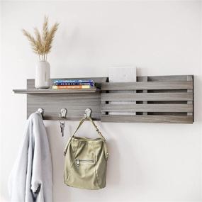 img 2 attached to 📦 Ballucci Brushed Gray Mail and Key Holder with Wood Coat Rack - Organize Your Entryway, Mudroom, Kitchen, and Office!