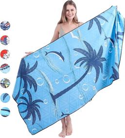 img 4 attached to 🏖️ Premium Oversized Microfiber Beach Towels: Sand-Free, Quick Dry, and Stylish for Women and Men!
