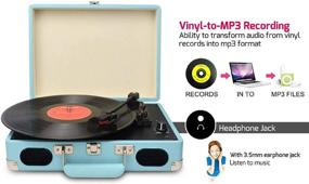 img 1 attached to 🎵 DIGITNOW Vintage Turntable: 3-Speed Record Player Case with Built-in Speakers, USB/RCA Output, Headphone Jack, MP3 & Mobile Phone Music Playback (Blue)