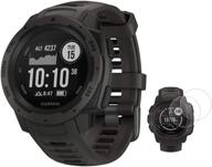 🌲 garmin instinct rugged outdoor watch with gps and heart rate monitoring graphite (010-02064-00) + deco essentials 2-pack screen protector combo логотип