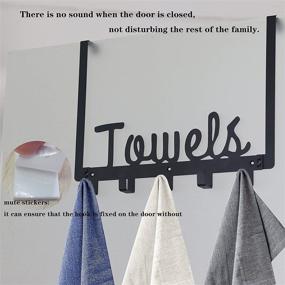 img 1 attached to 🚪 Black Over The Door 5 Hooks Door Hanger: Efficient Bathroom Organizer for Hanging Towels, Robes, Coats, Hats & Shirts