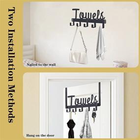 img 2 attached to 🚪 Black Over The Door 5 Hooks Door Hanger: Efficient Bathroom Organizer for Hanging Towels, Robes, Coats, Hats & Shirts