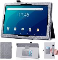 📱 dmluna case for onn 10.1 tablet pro (model:100003562) 2020 release only, folio premium leather cover stand case with hand strap and card pocket holder - glitter grey (exclusively designed for onn 10.1 tablet pro, 2020 release) logo